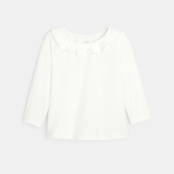 تي شيرت قماش مميز مع ياقة مكشكشة